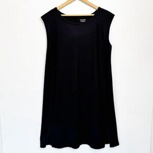 Eileen Fisher Black Wool Sleeveless Sweater Dress Size Large